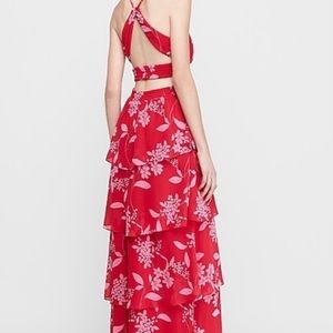 Floral Tiered Twist Back Maxi Dress NWT